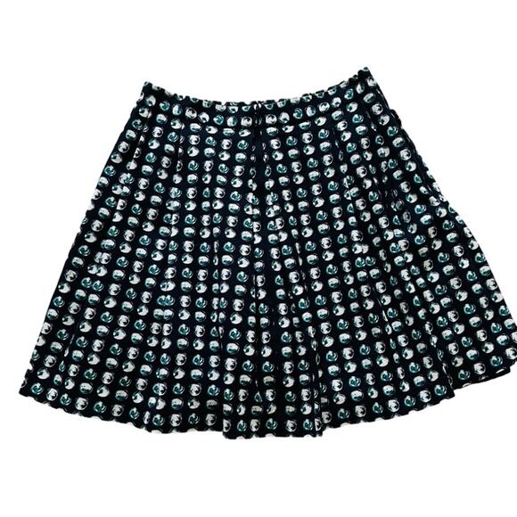Banana Republic Skirt Navy Blue Green White Circle Print Pleated Pockets Size 6 - Picture 5 of 12